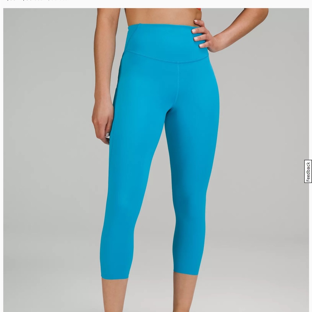 Lululemon Leggings NWT size 6 Turquoise 23”High rise No inseam Back Pock…